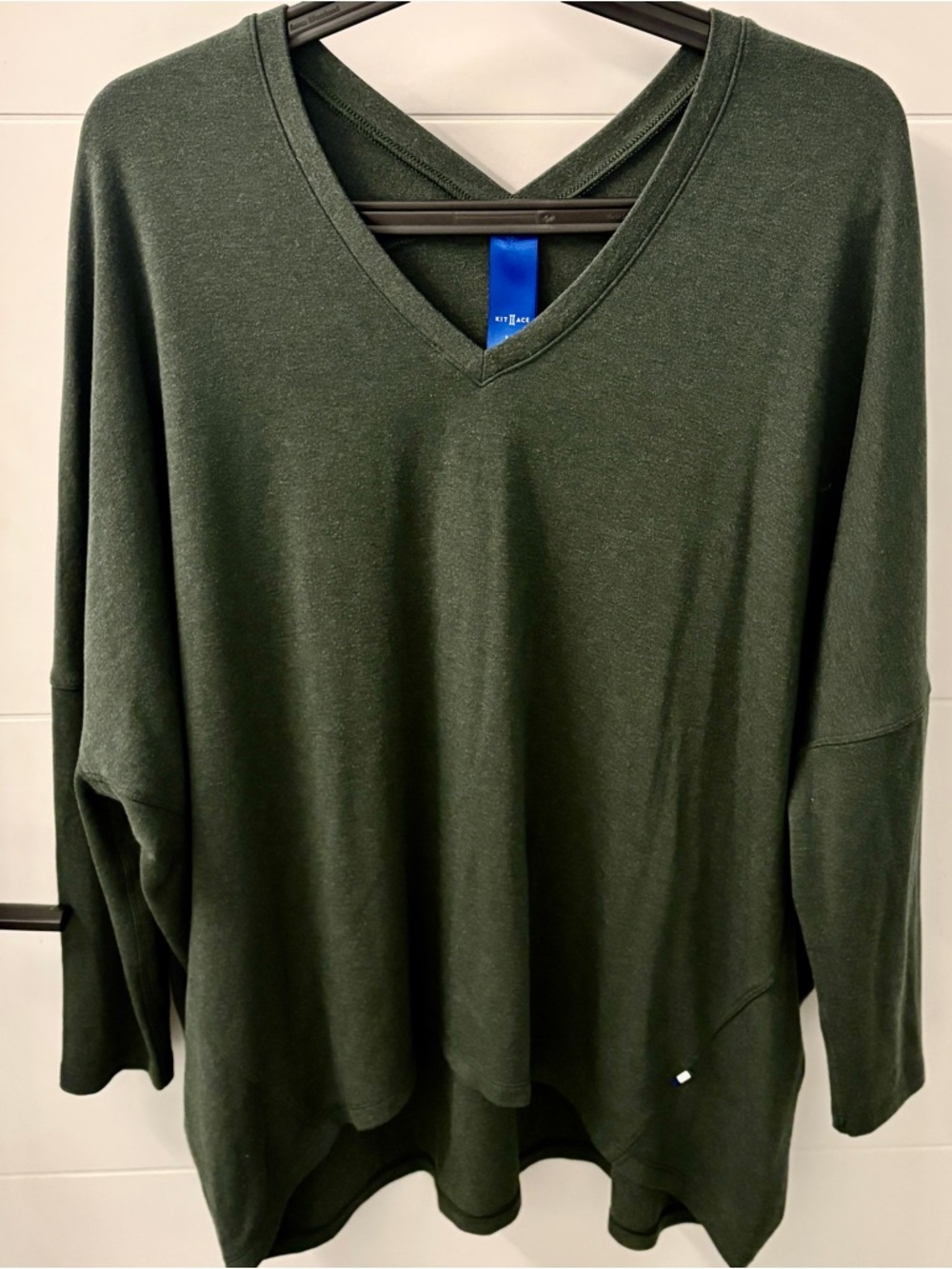 Kit & Ace Dark Green V-Neck Top